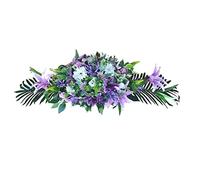 DRW Centro Fiori Artificiali Cimitero, Santi, Anniversari Allungato Tonalità Malva Viola e Bianco 120 cm Lunghezza x 42 cm Larghezza x 32 cm Altezza