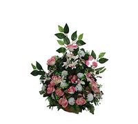 DRW Centro Fiori Cementero Santos Rose e Orchidee 64 x 58 cm, Arancione e Bianco, Medidas: 62x50 cm