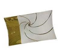 DRW Centro rettangolare in ceramica in bianco lucido e oro 8x24x40 cm