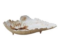 DRW Centro Tavolo Decorativo con Foglia in Alluminio Oro e Bianco 11 x 46 x 23 cm