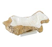 DRW Centrotavola Allungato con Forma Astratta in Alluminio Oro 43 x 23 x 18 cm, Dorato e Bianco, Medidas: 43x23x18cm