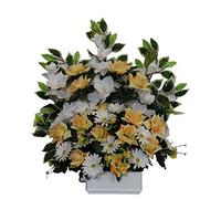 DRW - Centrotavola con Fiori per cementerio Santos per porgere Contro la sepoltura, Toni Giallo e Bianco, 75 x 55 cm