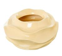 DRW Centrotavola Rotondo in Ceramica Color Crema Lucido, 26 x 45 x 45 cm