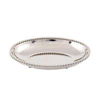 DRW Centrotavola rotondo in metallo argentato 26 x 26 x 5 cm