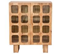 DRW Console Mobile d'ingresso con 2 Ante in Legno e Vetro in Naturale, 110 x 42 x 92 cm, Ferro e Pietra, Nero e Bianco, Medidas: 42x36x92 cm