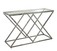 DRW Console Tavolo Ingresso Metallo Acciaio Piramide e Vetro temperato 120 x 40 x 78 cm, Multicolore, estandar