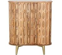 DRW Consolle Mobile d'ingresso in Legno con 2 Ante e Gambe in Metallo Naturale e Oro, 110 x 42 x 90 cm, Bianco décapé, Medidas: 180x40x90 cm