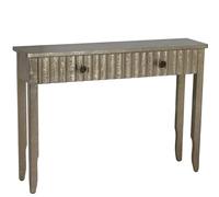 DRW Consolle Tavolo d'ingresso con 2 cassetti in legno in champagne 110x28x78 cm