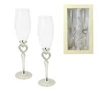 DRW Coppe in vetro con base argentata con cuori astucci 26x5 cm