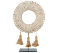 DRW Decorazione da Tavolo Etnico di Un Cerchio in Resina con Nappe Dorate 21 x 7 x 33 cm, Oro, 21x7x33 cm