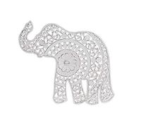 DRW Elefante mandala legno da appendere parete bianco decapato 66x1,5x63 cm
