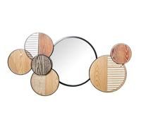 DRW Espejo de pared con Aplique en marrones y Negro 4.5x123x63 cm