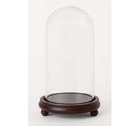 DRW Fanal Vetro Trasparente con Base in Legno Cupola Vetro 26x26x35 cm