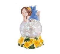 DRW Fata per Bambini Blu sdraiata su Palla di Luce in Resina Dipinta a Mano 10x10x17 cm, Multicolore