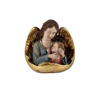 DRW Figura Angelo della Guardia con un bambino in Bracci in Resina Dipinta a Mano 11 cm