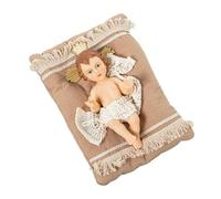 DRW Figura bambino Gesù su un cuscino in colore carne e marrone 18x10x23 cm