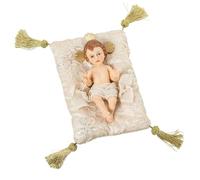DRW Figura bambino Gesù su un cuscino in colore carne e oro 18x10x23 cm