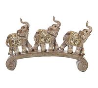 DRW Figura di 3 elefanti in resina dorato 26 x 5 x 16 cm