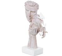 DRW Figura di Alcuni volti di Una Coppia con Base in Resina Bianca 9x19x32 cm