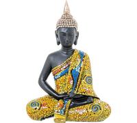 DRW Figura di un Buddha con Mosaico in Resina Multicolore 17x41x29 cm