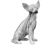 DRW Figura di un cane seduto in resina finitura marmo 15x13x26cm