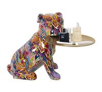 DRW Figura di Un Cane Seduto Resina con Graffiti e più Colori 35x32x29, Vassoio 20cm, Multicolore, estandar