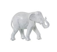 DRW Figura di un elefante in resina bianca invecchiata 23x9x17cm