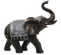 DRW Figura di un elefante in resina con mantello in argento 27 x 12 x 25 cm