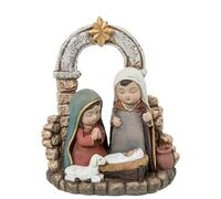DRW Figura di un portale di Belen in resina bianca, oro e beige 5x13x7 cm