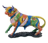 DRW Figura di un Toro Mosaico in Resina Multicolore 16x43x31 cm