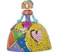 DRW Figura di una menina Cuore Mosaico in Resina Multicolore 15x27x28 cm