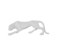 DRW Figura di una pantera in ceramica in bianco sabbia e oro 38x12x14cm