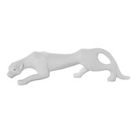 DRW Figura di una pantera in ceramica in bianco sabbia e oro 60x15x16,5cm