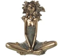 DRW Figura di una ragazza seduta in resina in oro 24x12x26cm