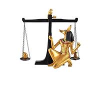 DRW Figura Giudizio di Osiride o Giudizio dell'Anima del defunto Anubi con bilancia Piuma e Cuore in Resina Dipinto a Mano 26x10x25 cm