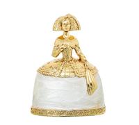 DRW Figura Menina Bianca e Oro con Abito perlato Dipinto a Mano 11x5,5x15 cm
