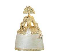 DRW Figura Menina Bianca e Oro con Abito perlato Dipinto a Mano 15x9x22 cm