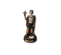 DRW Figura religiosa di San Expedito con croce e spada in resina dipinta a mano 5x5x15 cm