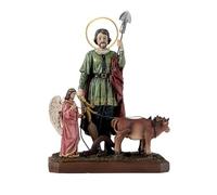 DRW Figura San Isidro Labrador con buoi Resina Dipinto a Mano 20 x 14,5 cm