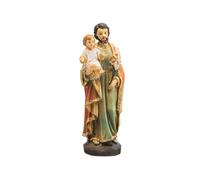 DRW Figura San Jose con bambino in resina dipinta a mano 5x5x13 cm