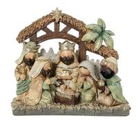 DRW Mistero Nascita Belen con i Re Magi in Resina Bianco, Beige e Marrone 17x19x7 cm