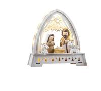 DRW Mistero Nascita Resina con Portale Bianco in Legno 15x15 cm, Multicolore