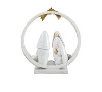 DRW Mistero Stile Minimalista Moderno 1 Pezzo Bianco e Oro con Stella e Animali in un cerchio in Resina Dipinta a Mano 19x10x21 cm