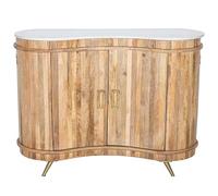 DRW Mobile da Ingresso con 2 Ante in Legno, Piano in Marmo e Gambe in Metallo Naturale, Oro, 112 x 41 x 84 cm, Tela Stampata e PS, Bianco, Beige E Marrone, Medidas: 80x4x100 cm