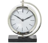 DRW Orologio da tavolo girevole in metallo con base in marmo nero e argento 20x5x16 cm
