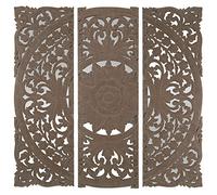 DRW Pala con 3 Pezzi Traforata in Legno DM con Specchio in Naturale 120x2x120cm