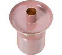 DRW Palmatoria in Metallo Stampato in Rosa e Oro 10x10x13 cm