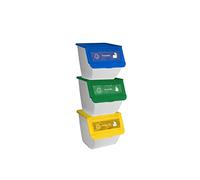 DRW Pattumiera con Coperchio, Giallo, Blu e Verde, 39 x 39 x 36 cm