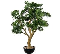 DRW Pianta artificiale di un bonsai di cipresso in PE e PVC con vaso in verde e marrone, 90 x 80 x 112 cm