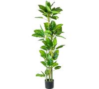 DRW Pianta artificiale Rampicante in PU 7 forcine in verde 20x20x160 cm